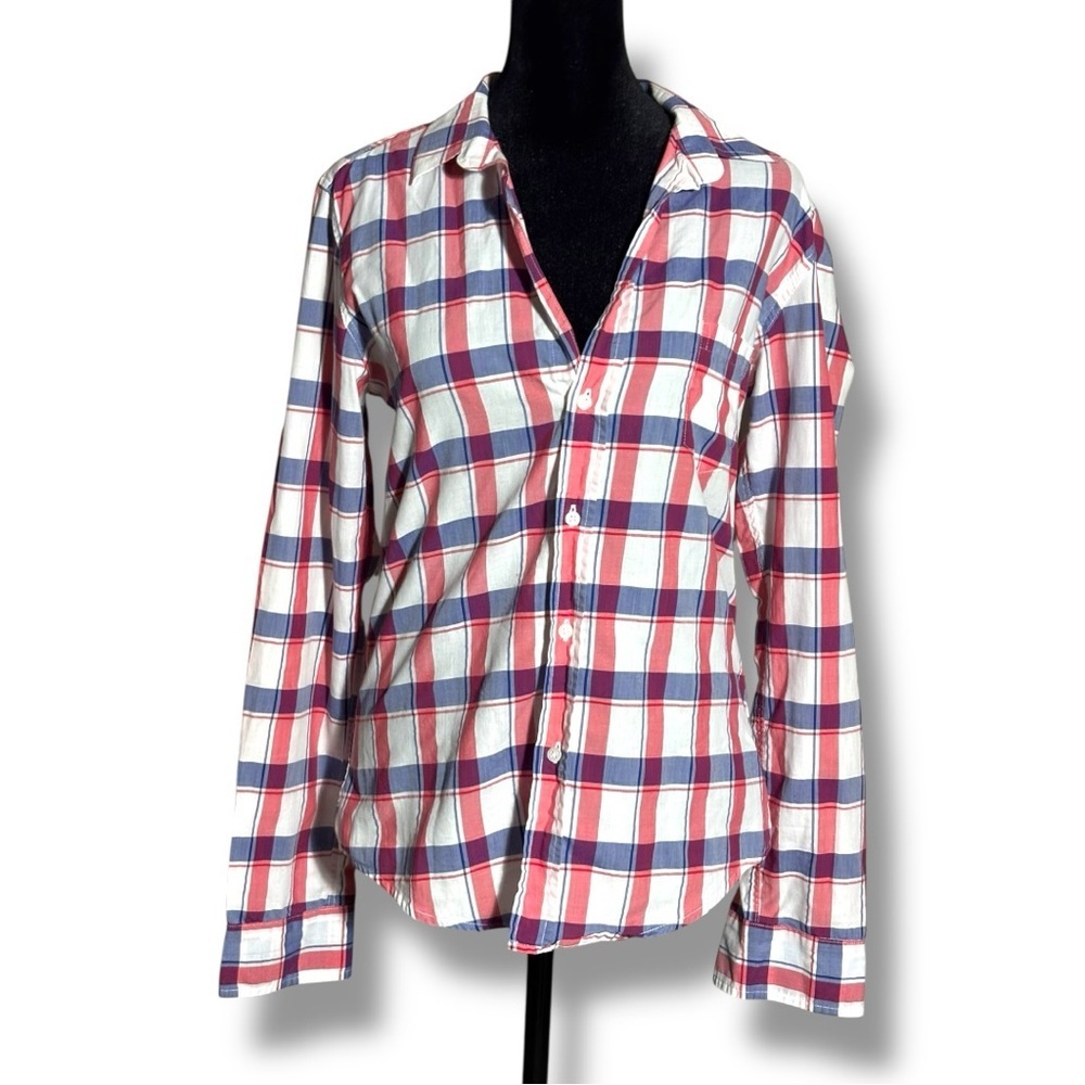 Frank & Eileen From Barneys New York Womehn's Red and Blue Slim Fit Plaid Shirt